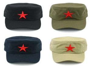 10pcslot Men Women Militar Cap Hat Hat Spring Spring Vermento Praia ao ar livre Igreja Cool Church Sunhat Capinho Flat com Red Star2138366