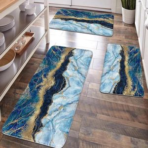 Carpets 1PC Polyester Marble Pattern On Gray Background Fiber Sponge Anti-Slip Washing Floor Mat.