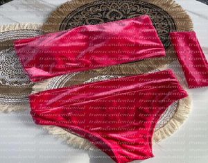 Velvet bikini seti klasik 3 adet mayo moda mektubu baskı mayosu tatil güneşi seksi iç çamaşırı kızlar plaj giyimi5551230