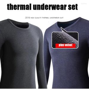 Herrens termiska underkläder XL-7XL SETS FLEECE Tjock Solid Winter Inner Wear Soft Warm Undertröja Underbyxor 2 Pieces Set Men Long Johns