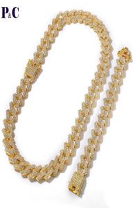 Ряды Rown strinestone 18 мм Miami Curb Cuban Link Chame Bracemle Set для мужских цепочек хип -хопа3412990