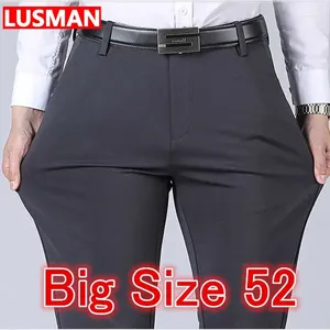 Erkek takım elbise büyük boy iş pantolonu artı 52 elastik bel düz takım elbise resmi uzun büyük gündelik pantolon