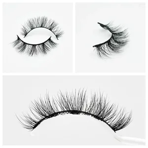 Falsche Wimpern 2pair 12mm Faux Nerk 3d Haare Wimpern handgefertigt kurz natürliche Make -up Wimpern wiederverwendbare Streifen Wimpern Cils