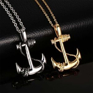 2023 Retro Anchor Cross Jesus Pendant Necklace Gold/Sier Color Classic Chain Necklace For Men Stainless Steel Jewelry Gifts