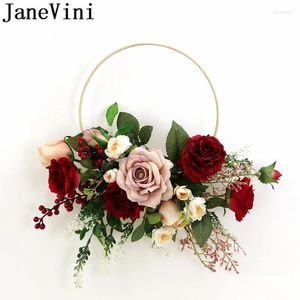 Hochzeitsblumen Janevini Ins Red Blquet Accessoires Künstliche Braut Handblume Kranz Korb Kloper Dekoration Seidenstrauß 2024