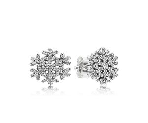 Authentic 925 Sterling Silver Shiny Snowflakes Earring Assinatura da caixa original conjunto para brincos de joalheria Brincos para mulheres 9740090