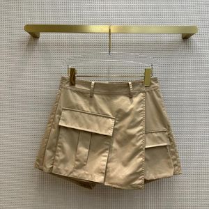 Shorts femininos saia curta de uma peça A-line Swing Sucela Slimming Perna Corte longo com peça Classic Grandes bolsos