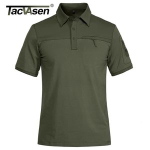 Tacvasen med 2 blixtlåsfickor tshirts Mens Tactical Short Sleeve Polos Shirts Casual Team Work Golf Tops Man Clothing 240430