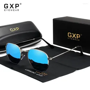 Solglasögon GXP Classic Reflective Men Hexagon Retro Sun Glasögon Rostfritt stål Eyewear Oculos Gafas de Sol Shades