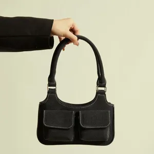 Bolsa de bolso duplo vintage de tração de tração de tração de alta qualidade casual de alta qualidade y2k ombro saco de ombro da mulher com zíper da moda Mulma das axilas