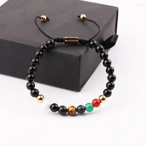 Strand Fashion Natural Stone Chakra Pärlor Rostfritt stål Energimakramarmband för kvinnliga män smycken gåva