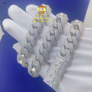 Tasarımcı Jewelrypopüler Şık Geçiş Elmas Test Cihazı 925 STERLING Gümüş 15mm Buzlu Mücevher Hip Hop VVS1 Moissanit Elmas Küba Bağlantı Zinciri