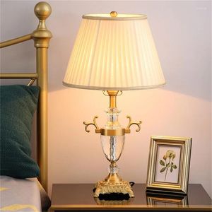 Table Lamps Hongcui Crystal Lamp Brass Desk Light Modern Fabric Decorative For Home Living Room Bedroom Office El