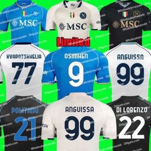 Edição limitada 23 24 Jerseys de futebol Maglia Naples 2023 2024 di Lorenzo Kvaratskhelia Camisas de futebol Osimhen Napoli Men Kit Kit Maillots em todos os lugares Camisa