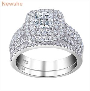 Ela 925 Sterling Silver Halo Wedding Ring Set for Women Elegant Jewelry Princess Cut Aaaaa CZ Anéis de noivado 2201137220613