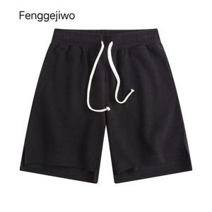 Fenggejiwo Waffle Shorts Casual Casual Casal Style Pure Cotton Elasty cintura 240418