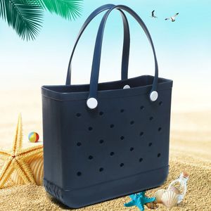 Storage bag shopping bogg bag large 2 size seaside picnic eva plastic beach bag organize with hole hold bags traveling simple waterproof pink blue ho04 d H4