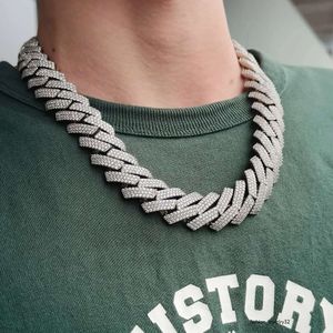 맞춤형 힙합 보석 CZ Prong Full Diamond Chains 19mm 아이스 아웃 마이애바 쿠바 링크 체인 목걸이/팔찌 슬리버 금을위한 금