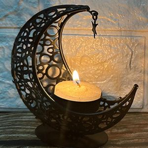 Candele Eid Mubarak Holder Moon Home Tavolo in metallo decorativo musulmano islamico