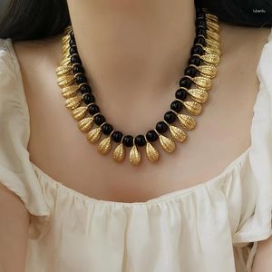 Chains Black Stone Chunky Statement For Women Vintage Elegant Necklace Handmade Designer Jewelry In 2024