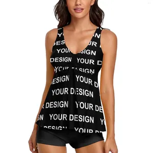 Swimwear femminile Aggiungi design Swimsuit personalizzato Tankini su misura per la tua immagine fitness elegante costiera da bagno ad alta vita