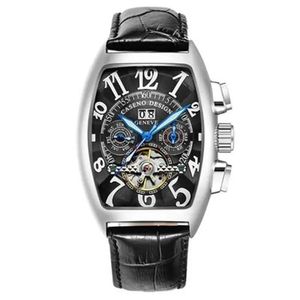 Genebra Luxury Leather Band Menical Mechanical Men Wind Mechanical Watch Datshipping Data do esqueleto Homens automáticos de relógio presentes Franck Muller requintado preto famosa marca