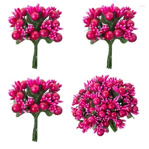 Dekorativa blommor 100st konstgjorda växter juldekor röd frukt för hemtillbehör bröllop blommor krans diy presentförpack