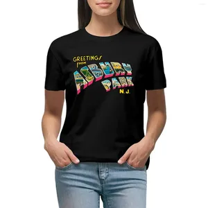 Polos femininos Asbury Park Jersey Tillie Post Card de camiseta de verão Tops Roupas estéticas Anime Black T camisetas para mulheres