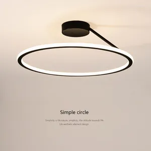 Chandeliers Modern Simple Circle Led Ceiling Chandelier Round Ring Aluminium Dimmable Bedroom Lamp Lighting Study Room Luster Light Fixtures