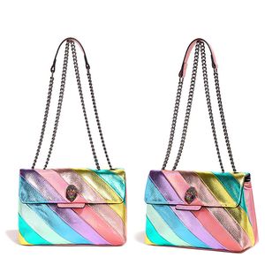 Kurt Geiger Feminino Bolsa de Recreação de retalhos da mulher Mulher Sacos de ombro de ombro Designers Bandeira feminina Rainbow Eagle Head Cross Body Body