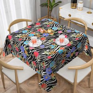 Stampa zebra e fiori tovagliette floreali panno poliestere impermeabile per sala da pranzo da cucina 60x60 240428