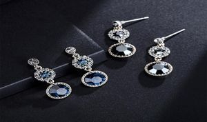 Osobowość retro Niebieska czarna kryształowa cyrkon Kolczyki 2019 Koreańska moda biżuteria Chicka Kolczyki dla kobiet6251803