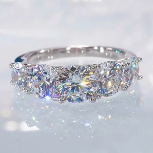 5 pietre da 3,6 cttw anelli completi per donne s925 piastra ad anello a fila in argento sterling da 18k scintillanti bandiere di diamanti gioielli 240424