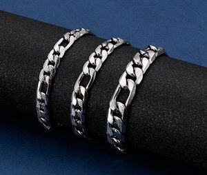 5pcs in bulk stianless steel Embossed figaro Chain NK Chain bracelet bangle 7mm8mm9mm 8 inch jewelry for mens fashion gifts1927795