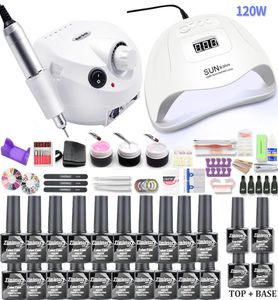 Nail Set 35000RPM Nail Drill Machine 80W UV LED Lamp For Manicure 20pcs Gel Polish Set Kit Gel Varnish For Art9208249