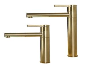 Brushed Gold Rotatable Basin Faucet 100 Brass Round Bathroom Faucet Cold Black Water Mixer Tap8182299