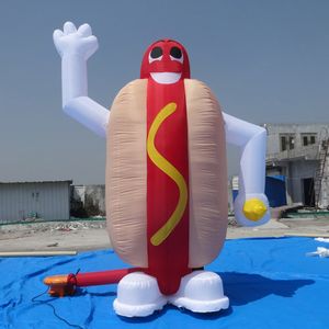 8mh (26 piedi) con ventilatore carino cartone animato per hot dog gonfiabile, palloncino gigante di salsiccia gonfiabile per la promozione