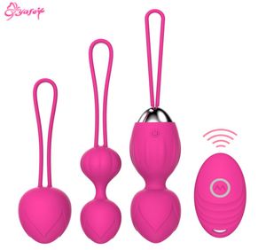 4st Vaginal Draw Train Training Kegel Balls 10 hastighet vibrerande ägg Smart Love Ball klitor vibrator vuxna erotiska sexleksaker för kvinnor y18145737