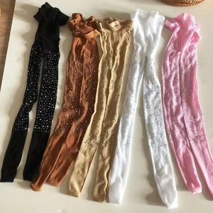 Frauen Socken Kinder Mädchen enge Modefischnetzstrümpfe hohl Spitze Strass Strass Glitzer Strumpfhose für Mädchen Kinder Mesh