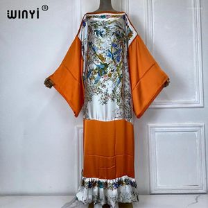Ethnic Clothing WINYI Summer Elegant Evening Dress Abaya Muslim Woman Dubai Luxury Female Boho Print Kaftan Holiday Beach Wear Women 2024