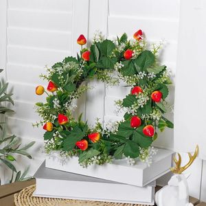 Decorative Flowers 1PC 38CM Simulation Strawberry Small Circle Creative Living Room Bedroom Restaurant Wall Decoration Wreath