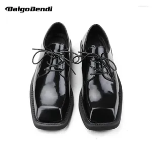 Casual Shoes ! Men's Irregular Toe Shining Black Leather Oxfords Mature Man Trendy All-match Modern