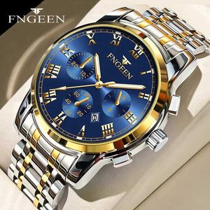 Wristwatches BINBONG Men es 2023 Top Brand Luxury Waterproof Date Clock Male Steel Strap Casual Quartz Sports Wrist Men 4006 d240430
