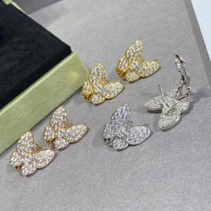 Stud Earrings Selling 925 Sterling Silver Classic Diamond Butterfly For Women's Luxury Fashion Brand Banquet Jewelry Gifts