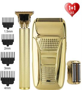 Mężczyźni elektryczny Set UsB do ładowania włosów Clipper Retro podwójna głowica golarki broda brzyka fryzura maszyna x062527666601962