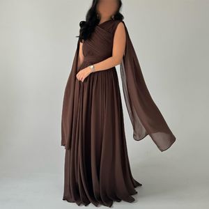 A abiti da sera del collo lungo una linea abito da festa formale elegante abito da ballo in chiffon per il matrimonio