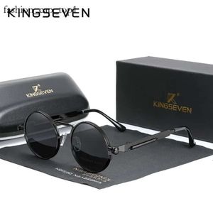 Sonnenbrille Kingseven Hochwertige gotische Steampunk -Designerin Sonnenbrillen Polarisierte Männer Frauen Marke Designer Vintage Round Metal Frame Kingseven Sonnenbrille 6287