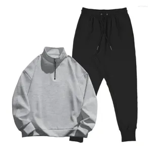 Men's Tracksuits Autumn Winter Stand Stand Pullover Jackover Zipper Tracksuit de duas peças Casual Pants Suit Sports Plus Size Size