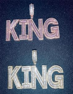 Высококачественное золото, покрытое Bling Icy CZ Letter Custom Название подвесное ожерелье с 24 -дюймовым веревочным колье для мужчин женщин 2839557