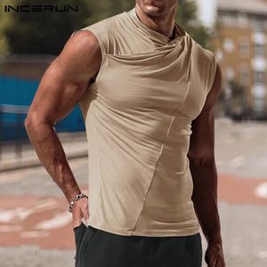 Män tank tops fast färg sommar ärmlös streetwear casual manlig västar fitness mode fritidskläder s-2xl incerun 240425